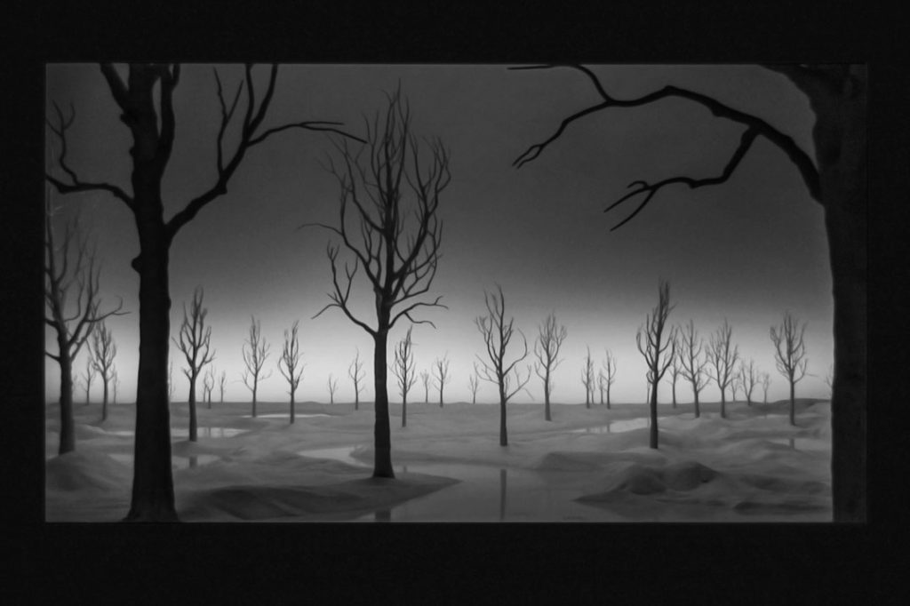 Foto von der Video-Vorführung „Staging Silence (2)“ von Hans Op de Beeck